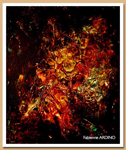 l'homme et l'oiseau dans la nuit 38 X 46 tech  mixte 