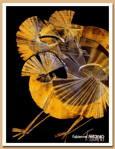 l'envol 14 X 17 fixé sur toile orange tech mixte