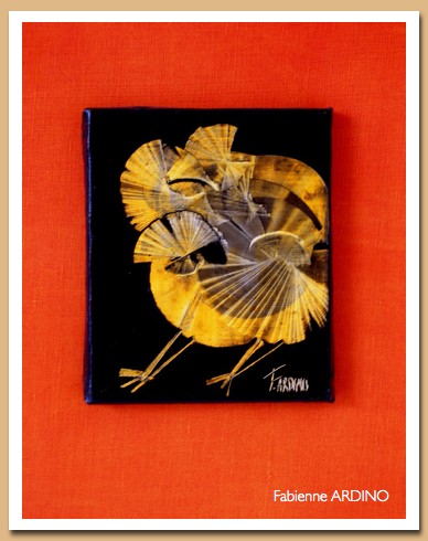 l'envol 14 X17 fixé sur toile 46 X 38  tech mixte