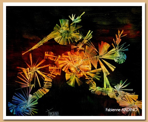 l'oiseau du japon 46 X 38 huile 
