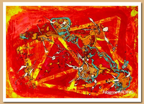 big bang 67 rose jaune bleu 116 X 81 tech mixte