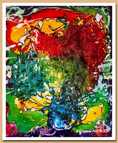 big bang 68 vert rouge 3 panneaux de 46 X 55 tech mixte les 3 panneaux